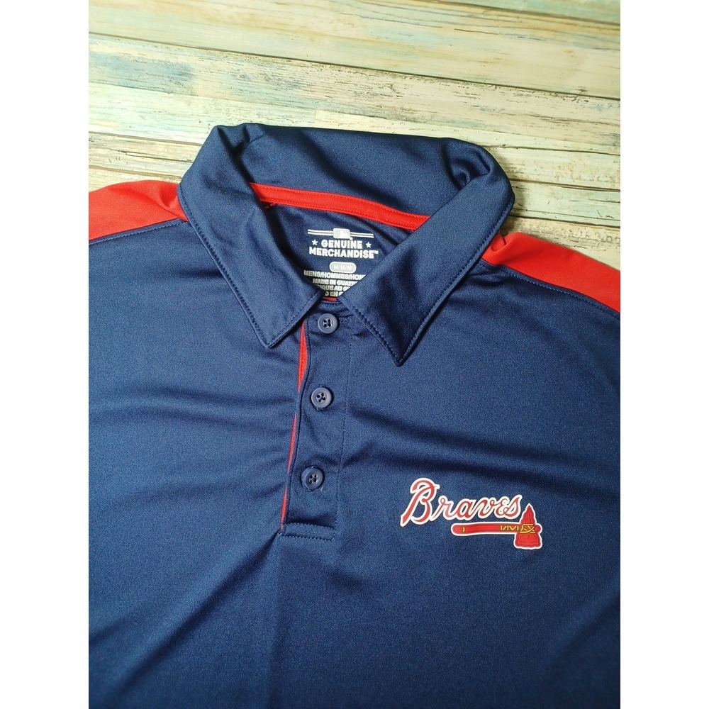 Genuine Merchandise MLB Mens Meduim Short Sleeve Polo Atlanta Braves Baseball